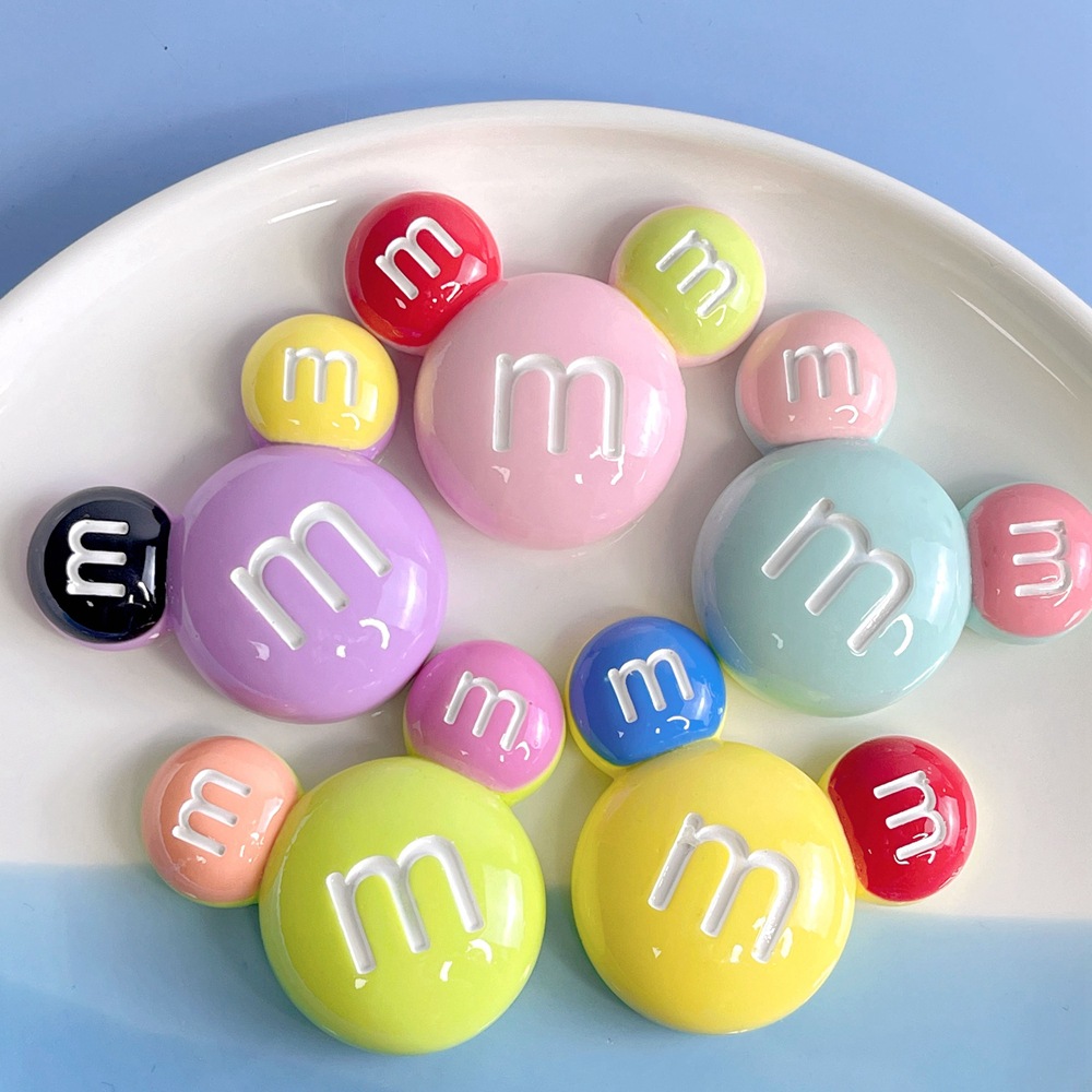 大号 彩色M妮妮巧克力豆树脂配件 奶油胶diy抓夹冰箱贴手机壳贴片