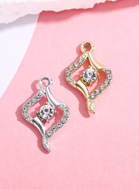 爱心配饰挂件四叶草小吊坠简约镶钻合金配件diy项链服饰手链材料