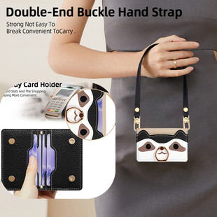 适用于 苹果 三星 小米 华为 红米 OPPO手机通用背贴卡套真皮革型多功能翻盖钱包式挂绳支架粘贴式手机卡包女