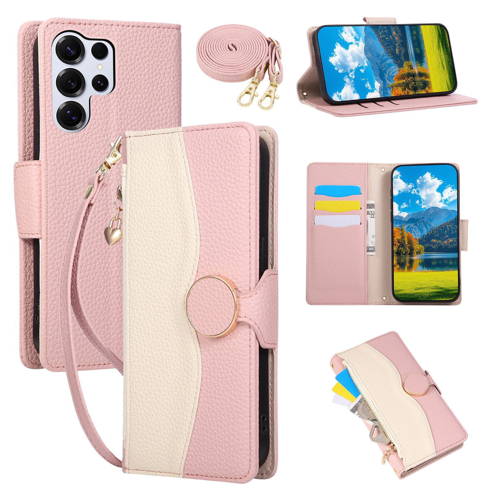 日系拼接拉链卡包三星S25手机壳