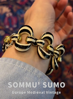 金色马复古手镯中古手饰链条