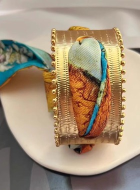 法式浪漫丝巾镂空开口手镯