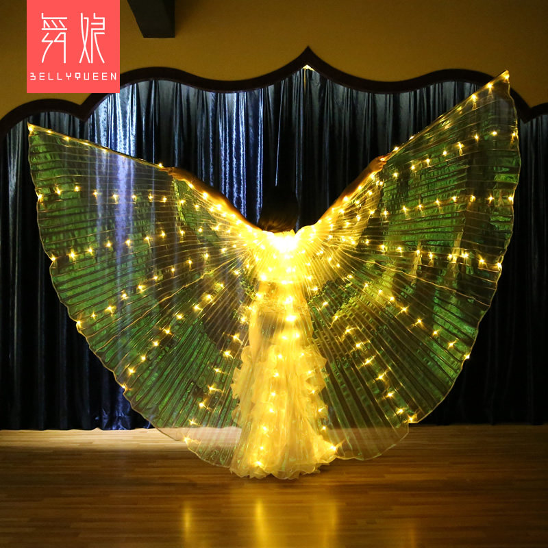 肚皮舞金翅舞蹈服 LED发光荧光蝴蝶舞会披风演出走秀道具表演翅膀