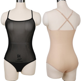 肚皮舞2022春夏新款网纱美背打底衣背心内搭上衣吊带护腰连体遮肚