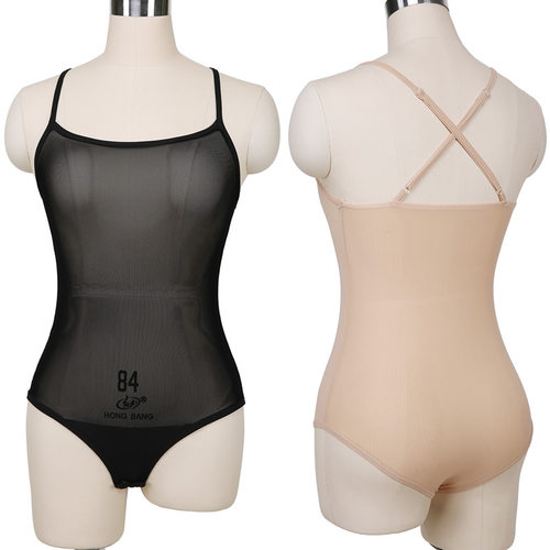 肚皮舞2022春夏新款网纱美背打底衣背心内搭上衣吊带护腰连体遮肚