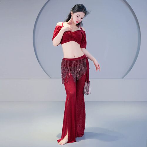 舞娘肚皮舞网纱飘逸演出套装