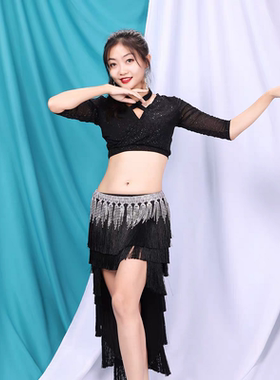 肚皮舞服装女2021秋冬流苏裙子