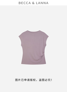 【朵姐臻选】D0171气质优雅强捻工艺亲肤凉感桑蚕丝短袖上衣