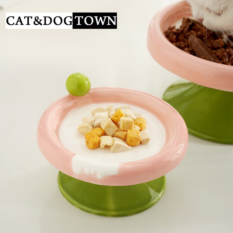 日本陶瓷猫碗可爱彩色宠物猫食盆