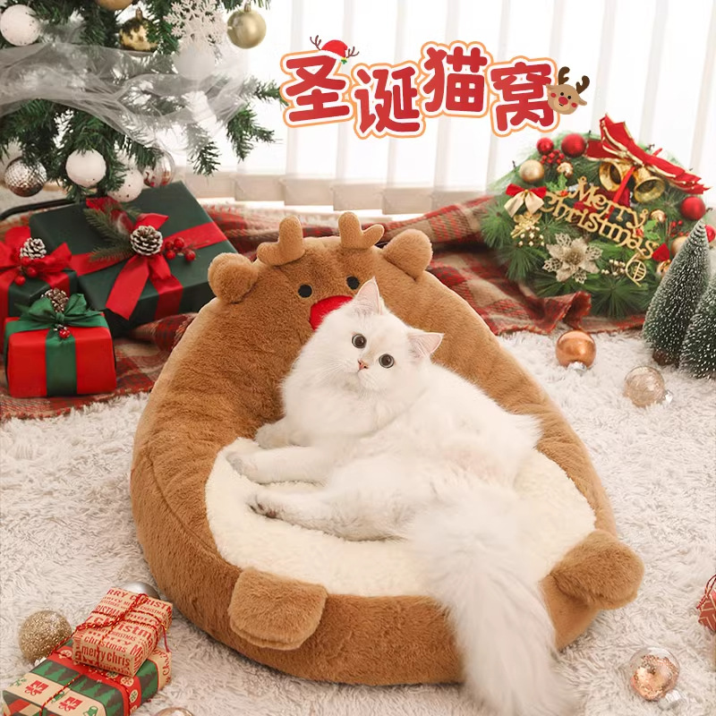 日本圣诞猫窝冬天保暖猫咪睡窝