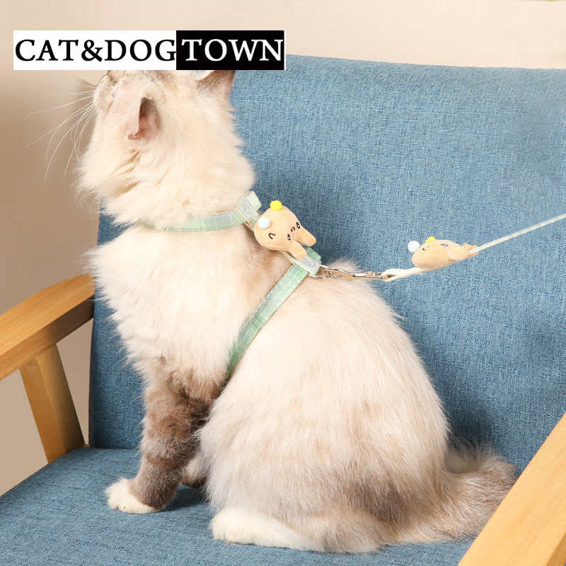 日本猫咪蝴蝶牵引绳防挣脱遛猫绳猫链子胸背外出绳子工字型遛狗绳