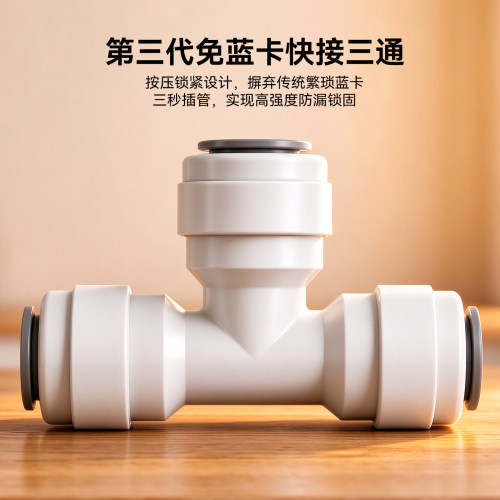 净水器快接三通2分3分4分过滤器接头PE管子家用RO纯水机通用配件