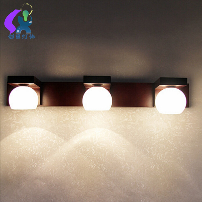 LED镜前灯实木镜柜化妆梳妆台防水防雾洗手间简约古典现代中式灯