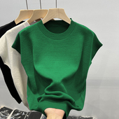 女修身 休闲半高领T恤上衣洋气2025新款 夏季 冰丝短袖 轻熟风针织衫