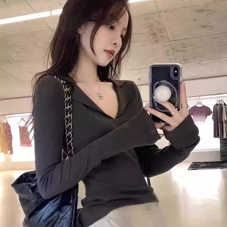 羊毛针织衫长袖上衣法式修身