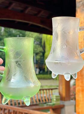 【映翠·绿茶杯】清透质感 茶叶青 琉璃杯咖啡杯 桌面摆件 7705