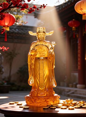 非遗古法琉璃文财神禅意装饰摆件