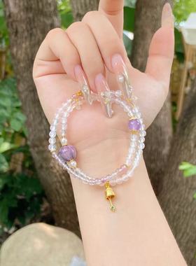 【紫藤铃语】天然水水紫藤萝 单双圈叠戴手串3600-3601