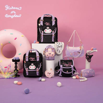 Doughnut甜甜圈库洛米联名Kuromi双肩包书包轻便电脑包女旅行背包