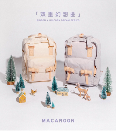 Doughnut都乐甜甜圈独角兽蝴蝶结双肩包大容量电脑包超轻书包明星