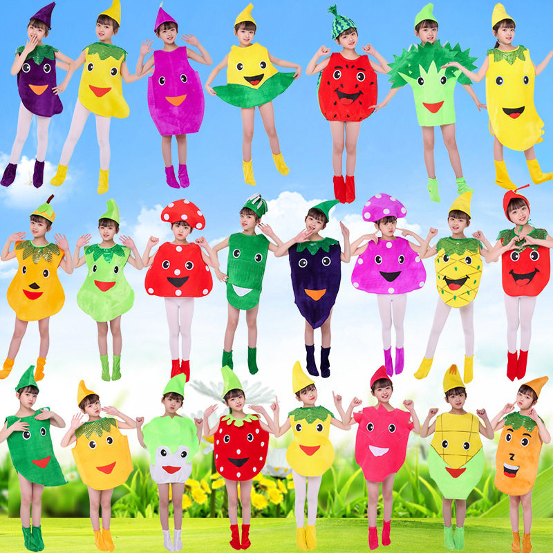 六一儿童节蔬菜水果表演出服装幼儿园亲子活动环保时装秀衣服装扮