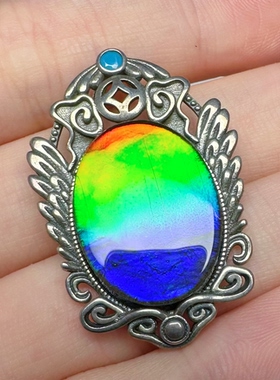 20*15mm水晶面七彩椭圆斑彩石吊坠