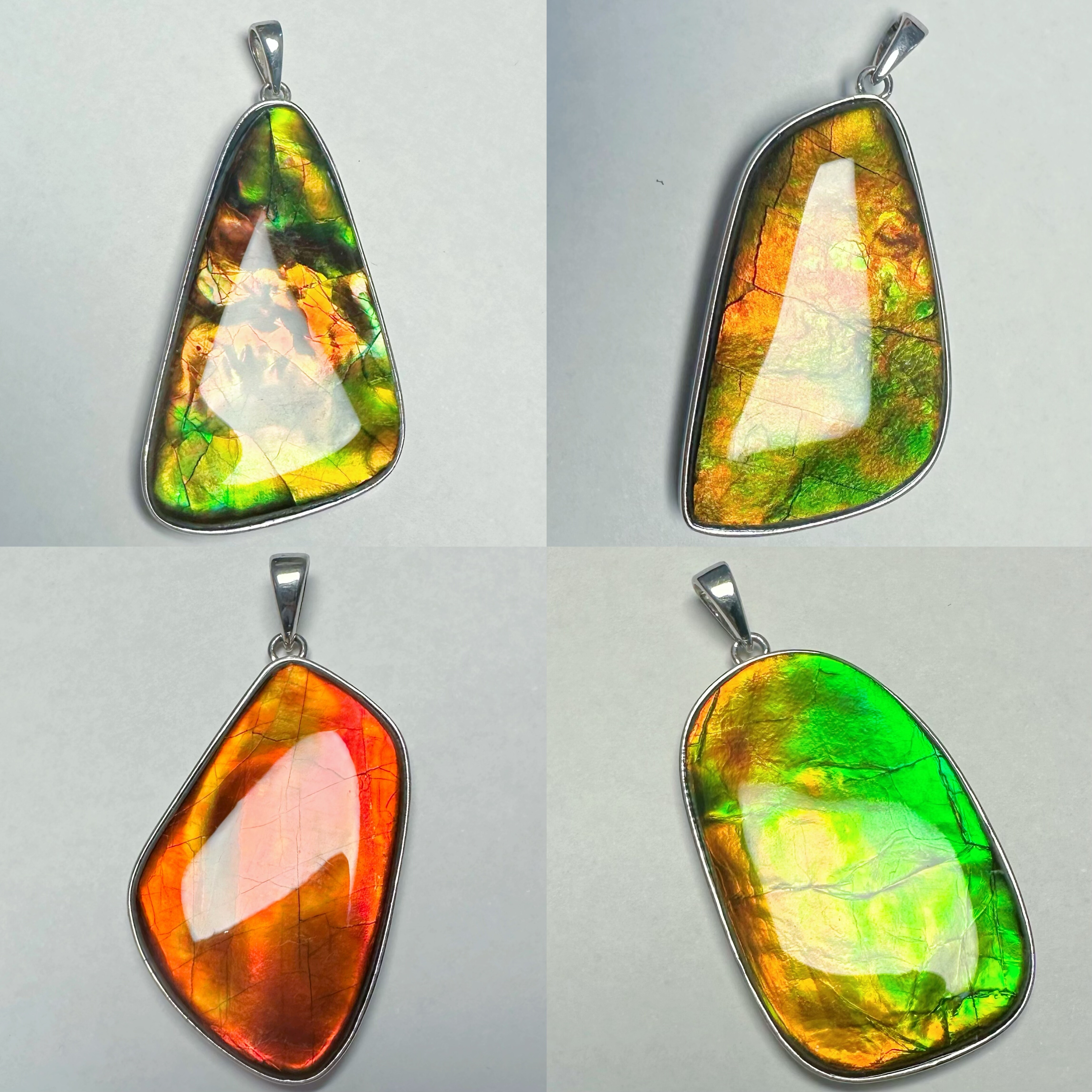 天然加拿大斑彩石树脂面随形925银吊坠