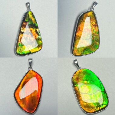 天然加拿大斑彩石树脂面随形925银吊坠