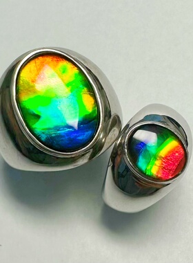 男款固定圈口扳指天然加拿大斑彩石