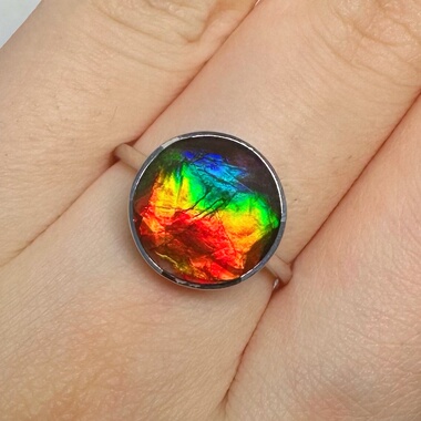 12mm水晶面随机发货七彩大卫星素框925银活口戒指