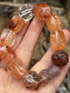 古老神话｜天然红胶花+扎基拉姆紫黄晶+闪灵钻+白水晶手串约20mm