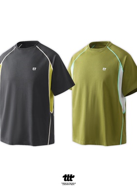 TOOLAZYTO 四针六线拼接COOLMAX吸湿速干短袖男运动户外通勤上衣