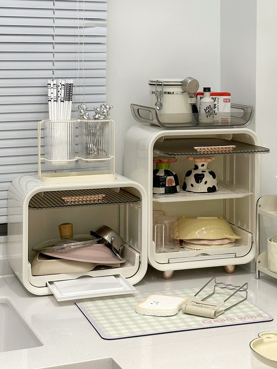 厨房置物架碗架碗筷杯子收纳盒带盖台面双层沥水碗盘餐具收纳架子,厨房/烹饪用具,厨房置物架/置物柜/角架,淘宝优惠券,粉丝福利购,淘宝优惠卷