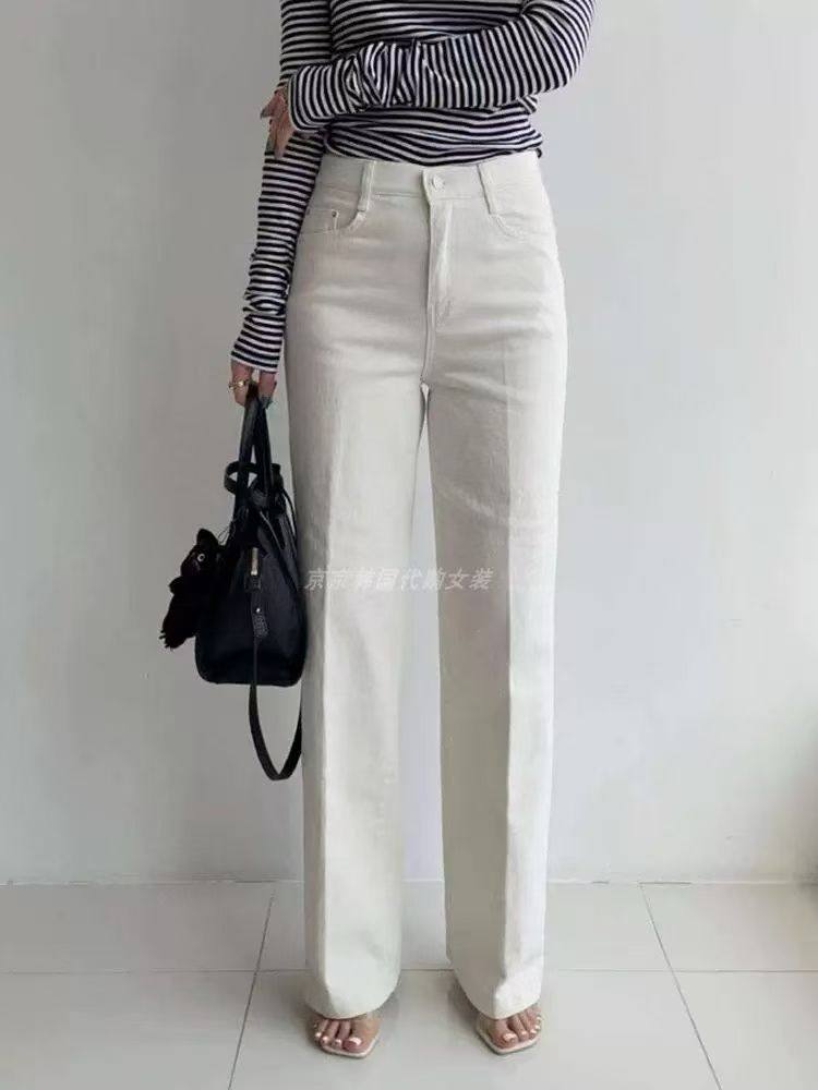 韩国东大门正品25冬新款百搭显瘦高腰直筒牛仔裤女a240