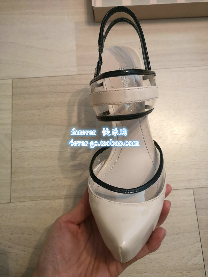 BCBG 尖头拼接拼色防水台细跟高跟职业职场女士单鞋凉鞋