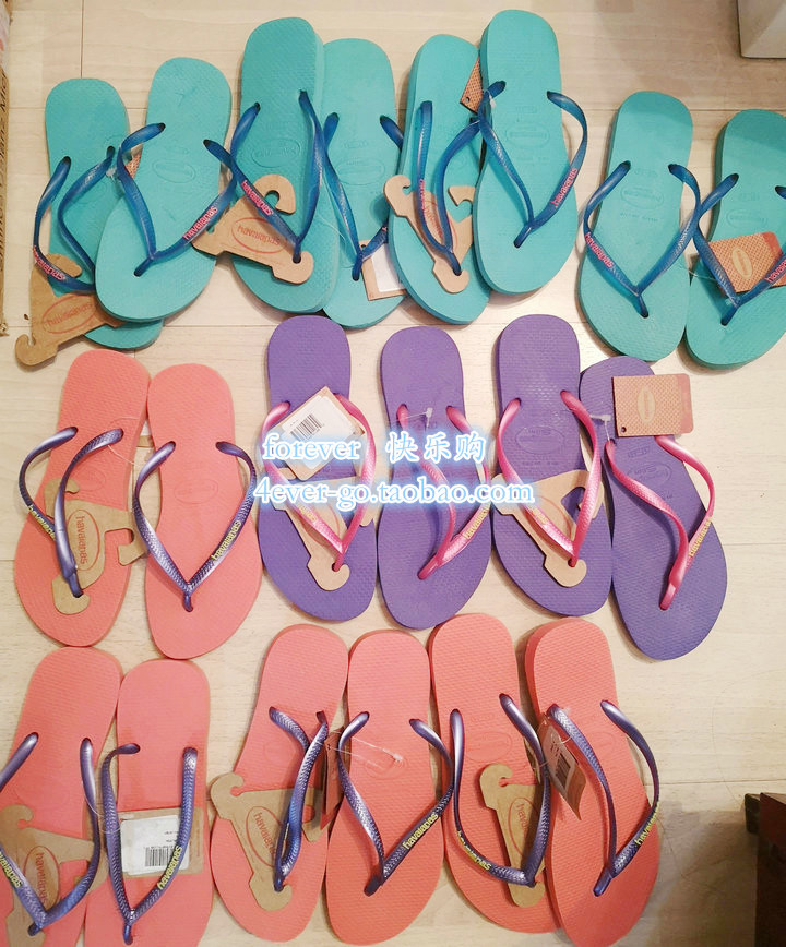 橡胶平跟人字拖Havaianas糖果色
