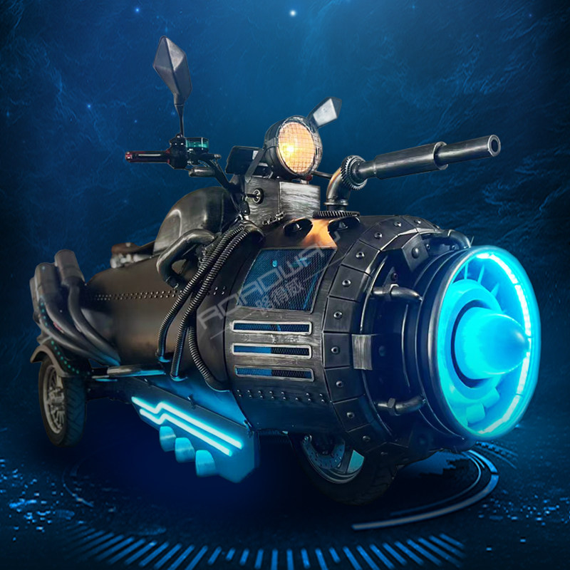创意太空科技感可坐大人电动摩托车玩具金属模型酒吧商场落地摆件