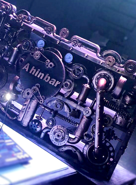 复古工业风铁艺机械齿轮装饰品摆件餐厅接待台收银台金属酒吧DJ台