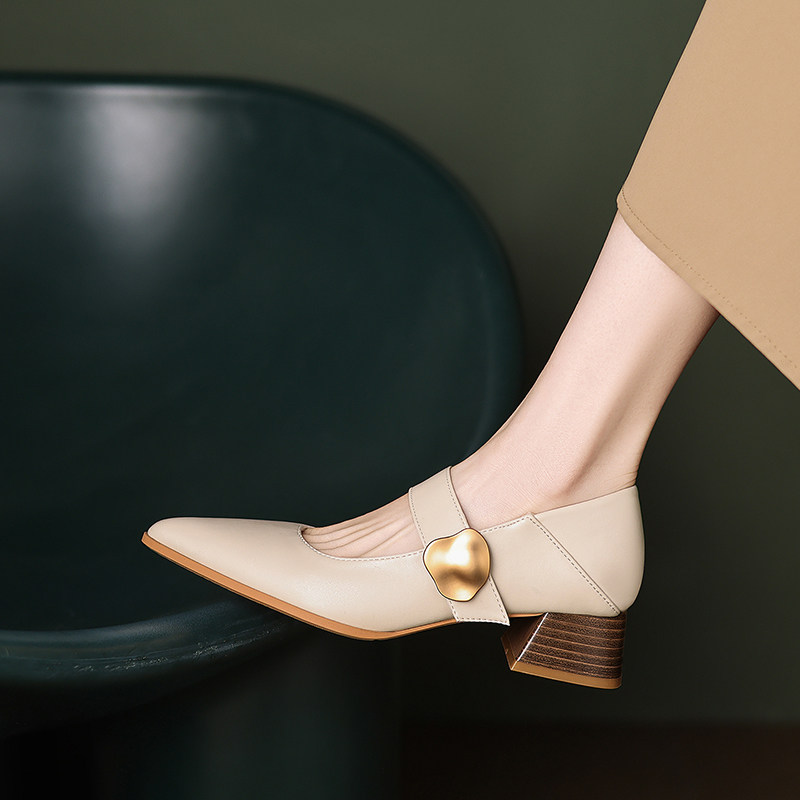 羊皮版绝美气质法式尖头高跟鞋女2026春款玛丽珍配裙子不累脚单鞋