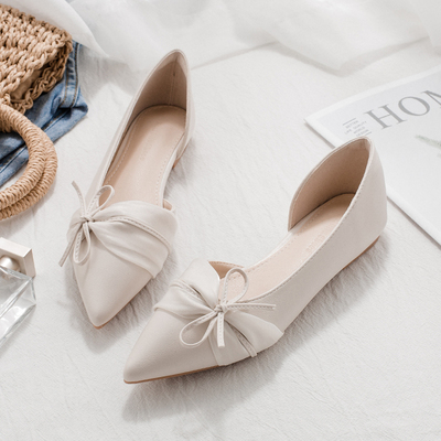 尖头单鞋女浅口平底鞋2026年新款夏季鞋子气质软底仙女风配裙瓢鞋
