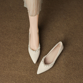 小香风女鞋 羊皮版 绝美内增高单鞋 女夏尖头平底旗袍鞋 2026新款 法式