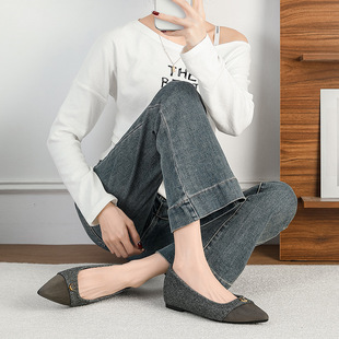 2026秋冬季新款复古尖头平底单鞋百搭法式一脚蹬舒适懒人鞋女