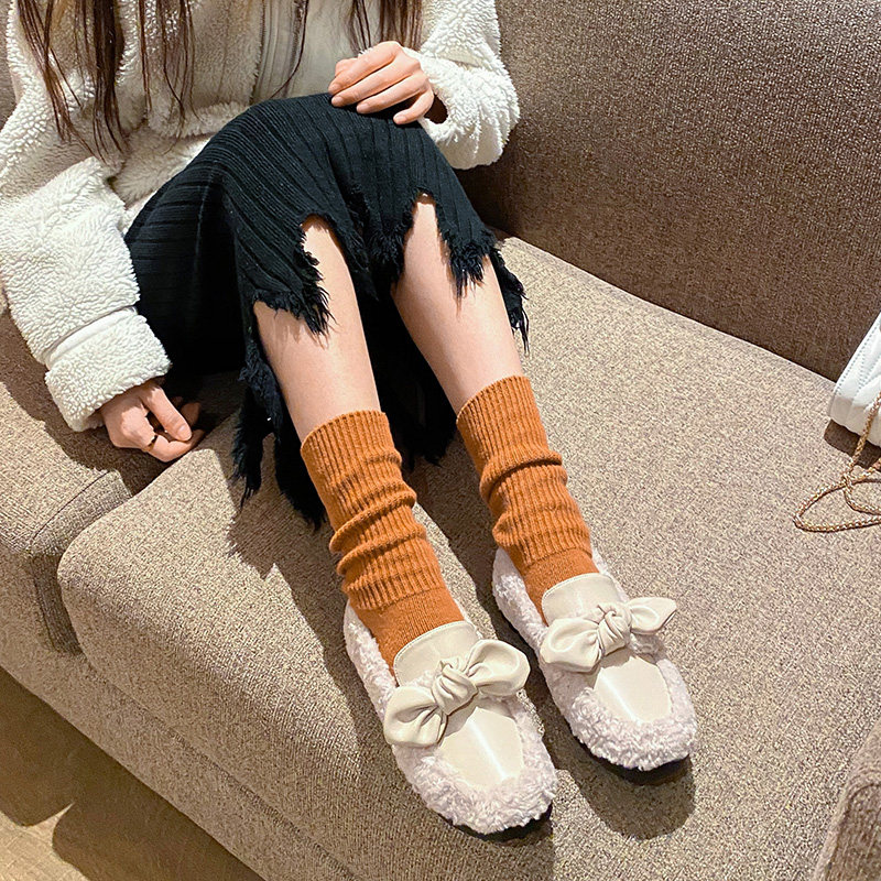 蝴蝶结毛毛鞋女2026新款外穿厚底棉鞋加绒豆豆鞋女大码女鞋41-43