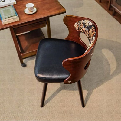 实木餐椅家用中式轻奢可旋转化妆椅卧室靠背书桌椅简约梳妆台凳子