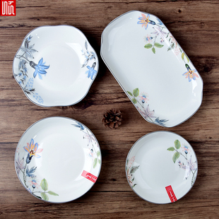 釉中彩顺祥枝繁叶茂A陶瓷餐具港式碗面碗饭盘花瓣盘长方鱼盘碟勺