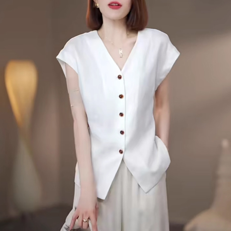 大码女装2025夏季新款胖mm显瘦高级感法式复古V领衬衫女开衫上衣
