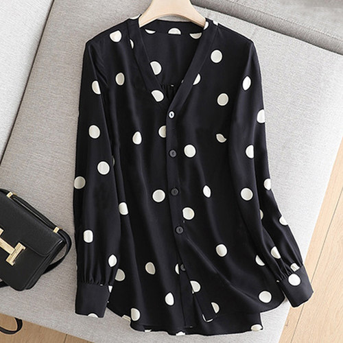 宽松慵懒复古波点衬衫