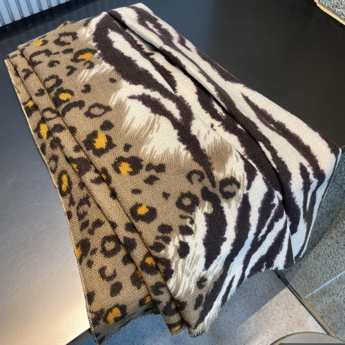 欧美风仿羊绒拼色豹纹两用大披肩