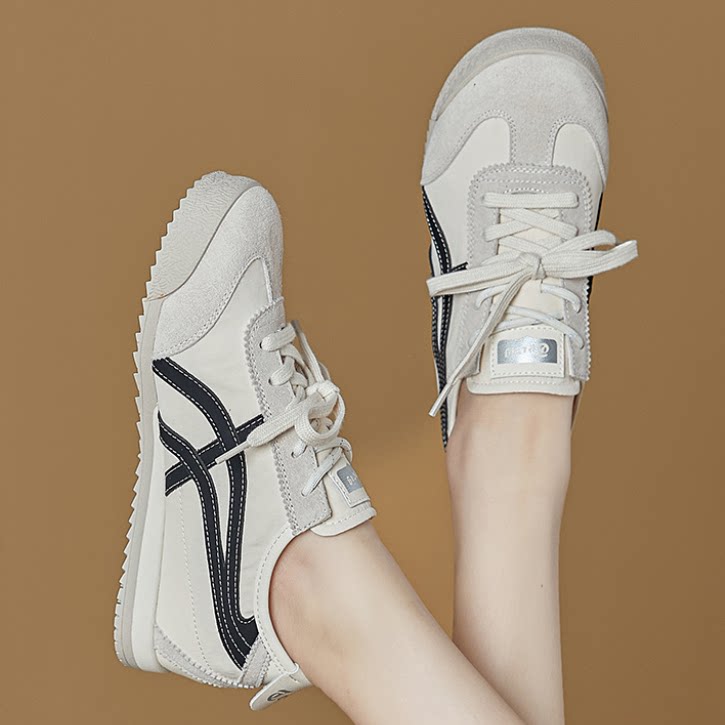 2026春季新款真皮德训鞋女复古平底阿甘鞋百搭休闲运动鞋女鞋