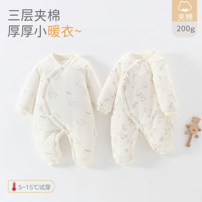 200克夹棉婴儿连体衣秋冬款棉服